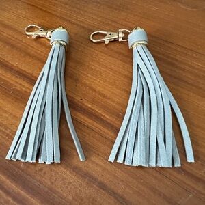 New Gray Tassel Keychain Purse Charm Bag Key Ring Chain Handbag Accessories